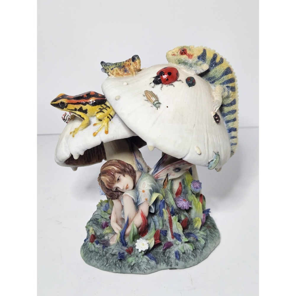 Sheila Wolk Dry Spot Fairy Mushroom Figurine Veronese 2009 Frog Lizard 6.25"